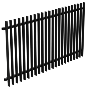 Black aluminium blade fence panel